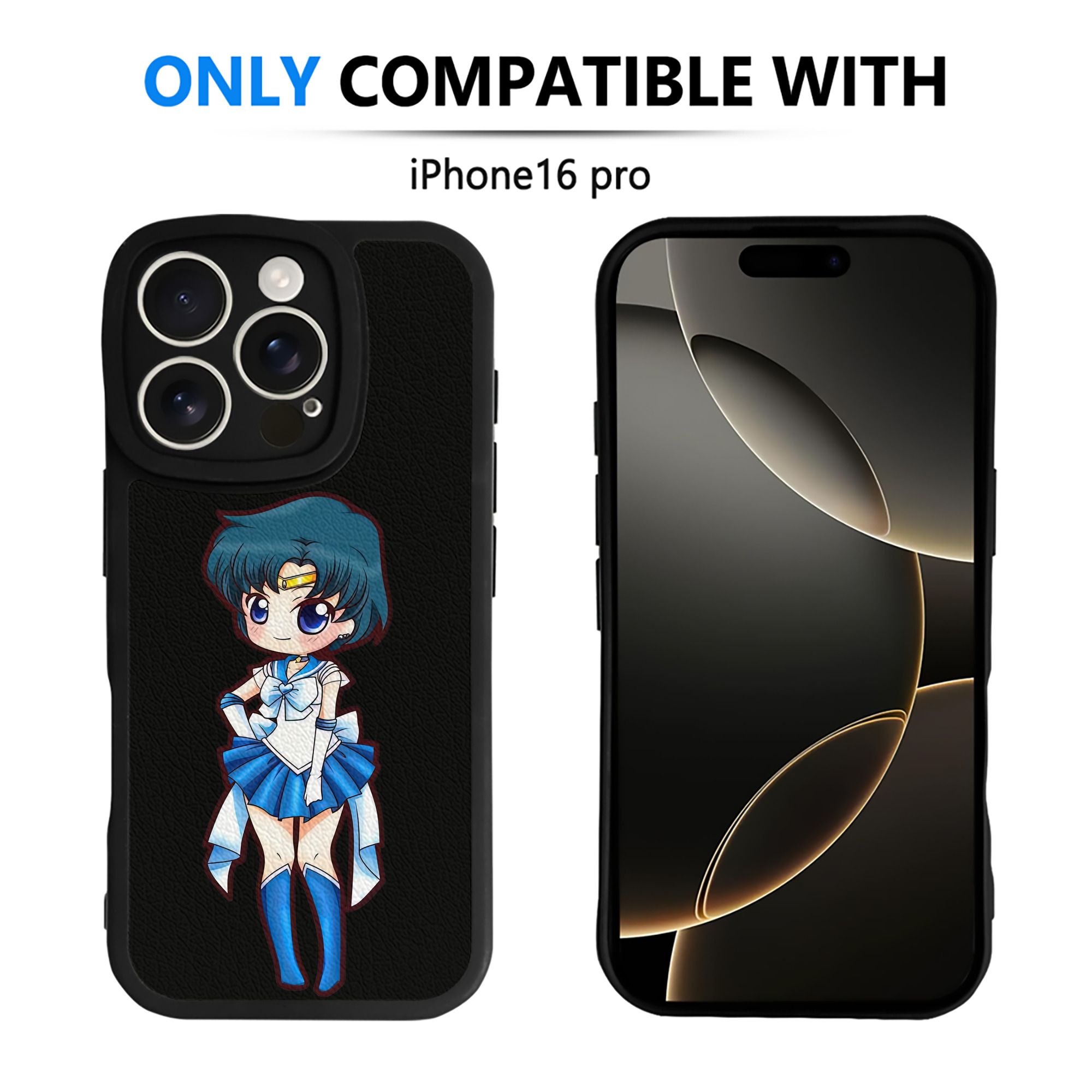 （画像用） 美少女戦士セーラームーン 水野 亜美 みずの あみ Sailor Moon Mizuno Ami 【iPhone 16シリーズ対応】シリコンスマホケース（レザー調） 材質：シリコン